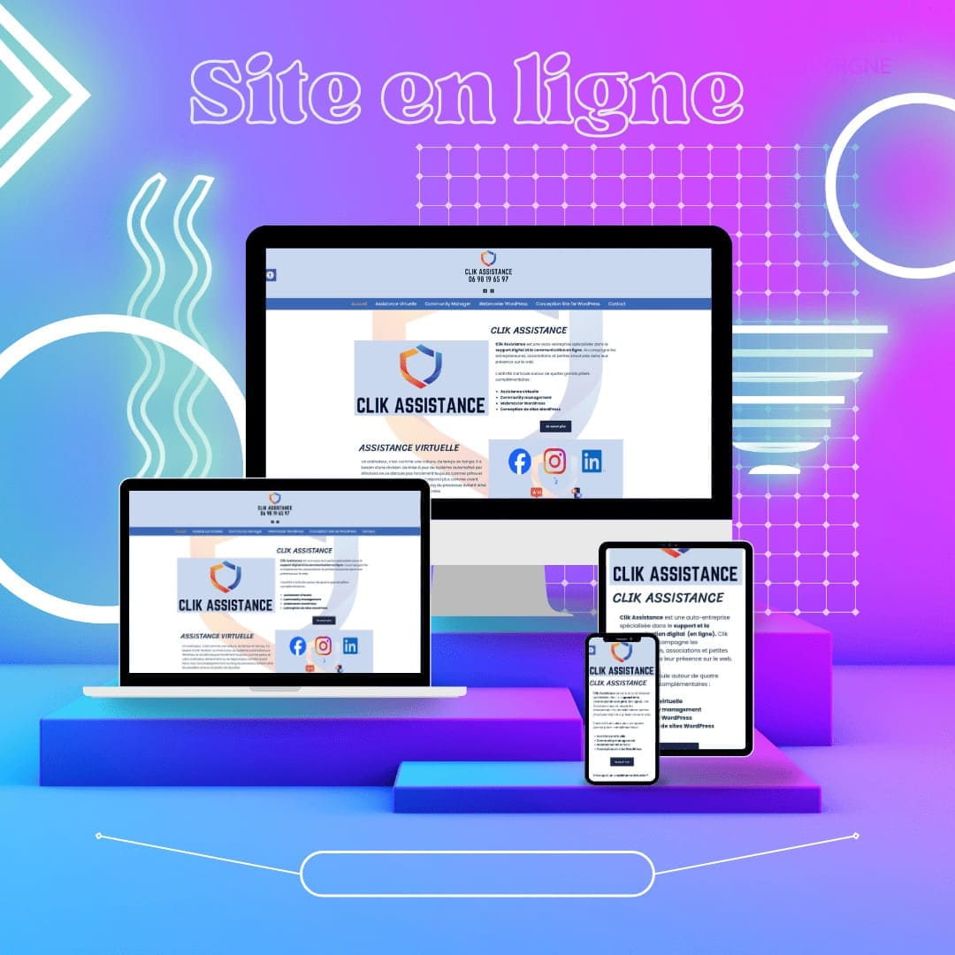 Communication digitale et support visuel - conception sites - Clik Assistance03 Création site WordPress Vichy